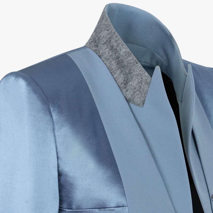 Fendi Women Satin And Wool Gabardine Jacket R06TFR1125 Apparel Blue