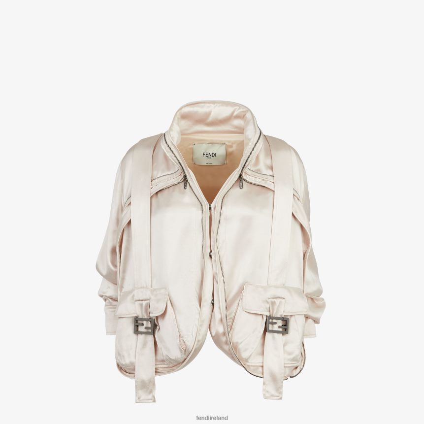 Fendi Women Satin Blouson R06TFR1066 Apparel Beige