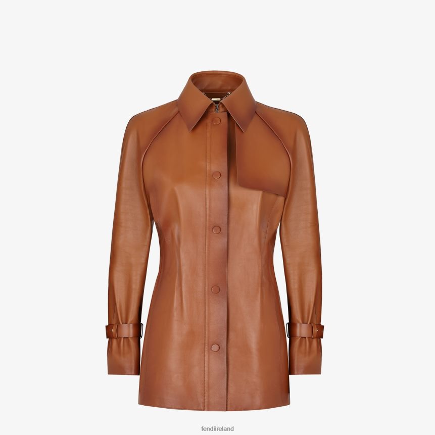 Fendi Women Shaded Effect Tan Leather Jacket R06TFR1203 Apparel Brown R06TFR1203 Iconic Chic Clothing Fendi Ireland Fendi t shirt is to complement your wardrobe and make a statement wherever you go