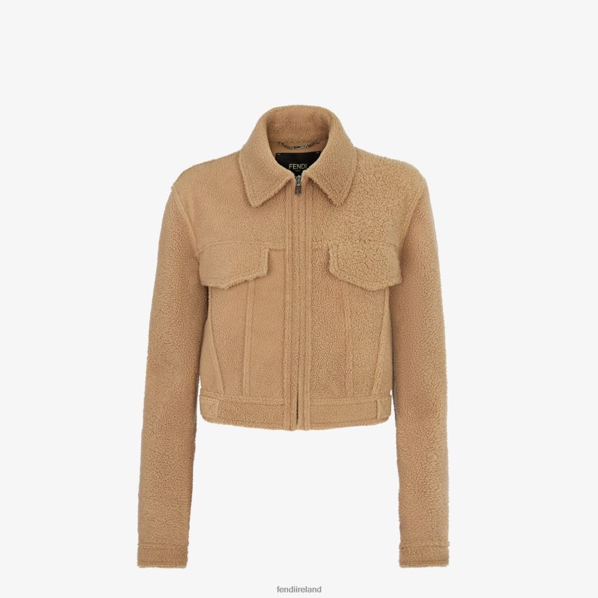 Fendi Women Shearling Jacket R06TFR1091 Apparel Beige
