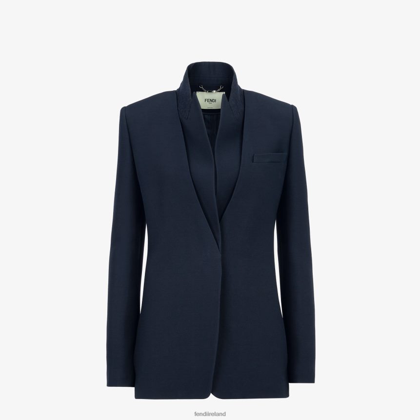 Fendi Women Silk And Wool Jacket R06TFR1153 Apparel Blue