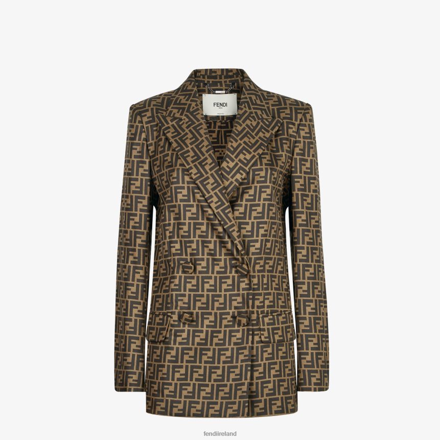 Fendi Women Silk Jacket R06TFR1230 Apparel Brown