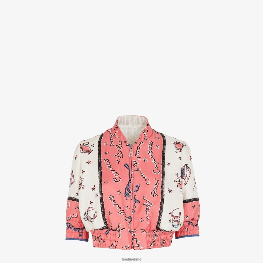 Fendi Women Silk Reversible Bomber Jacket R06TFR1041 Apparel Multicolor