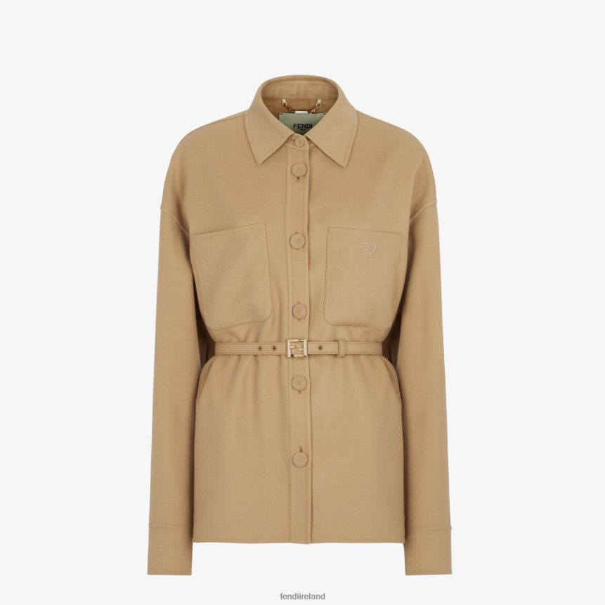 Fendi Women Wool Go-To Jacket R06TFR973 Apparel Beige