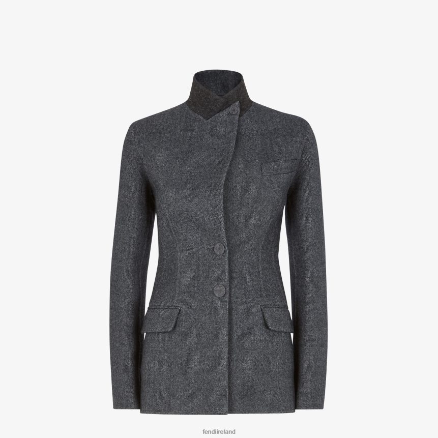 Fendi Women Wool Jacket R06TFR1214 Apparel Gray