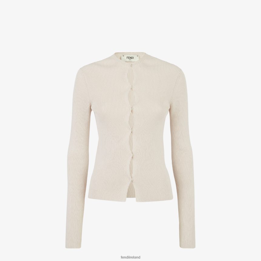 Fendi Women Cotton Cardigan R06TFR1064 Apparel Beige