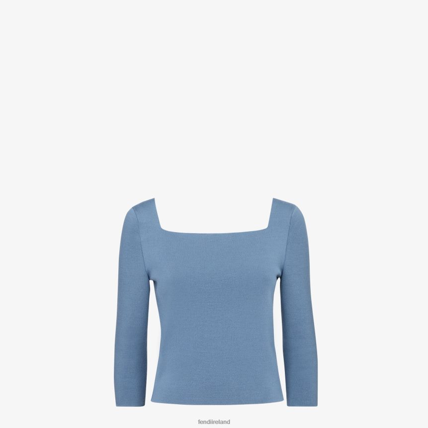 Fendi Women Cotton Sweater R06TFR1147 Apparel Blue