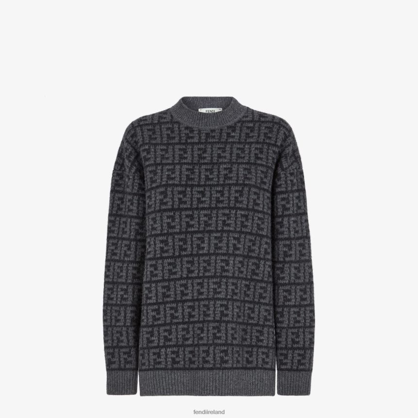 Fendi Women FF Crocheted Cashmere Sweater R06TFR1218 Apparel Black