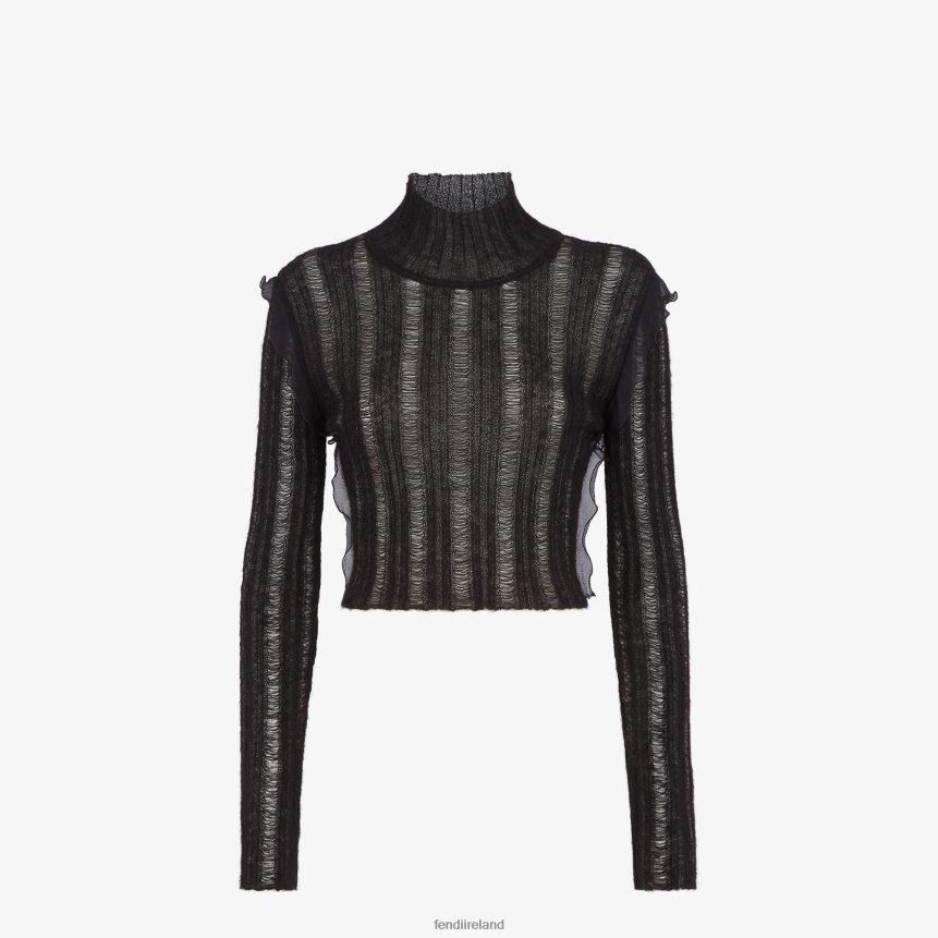 Fendi Women Nylon And Mohair Sweater R06TFR994 Apparel Black