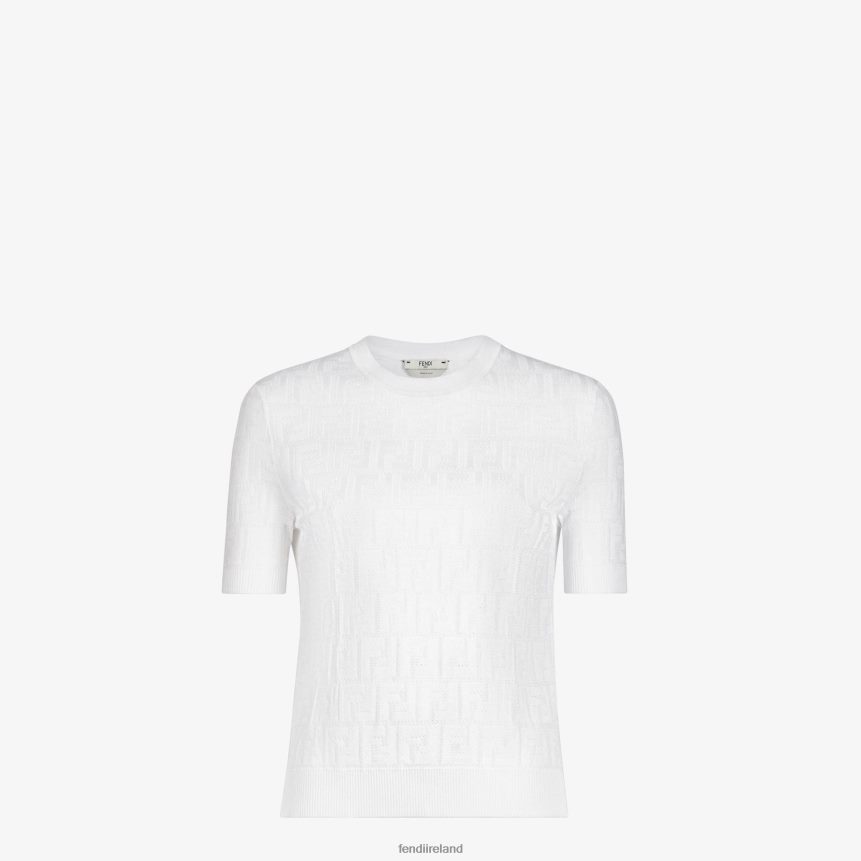 Fendi Women Viscose And Cotton Sweater R06TFR992 Apparel White