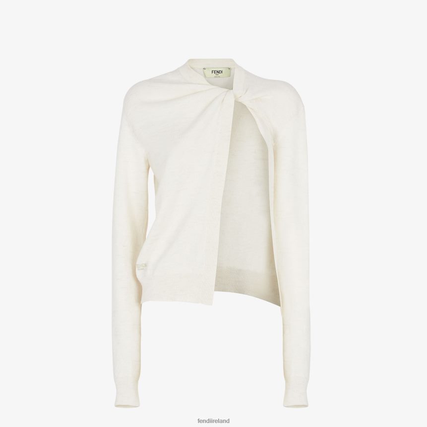 Fendi Women Wool Cardigan R06TFR924 Apparel White