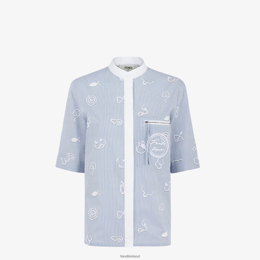 Fendi Women Cotton Shirt R06TFR1045 Apparel Blue