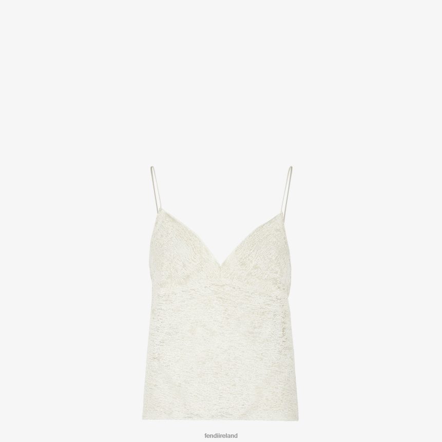 Fendi Women Lace Top R06TFR941 Apparel White