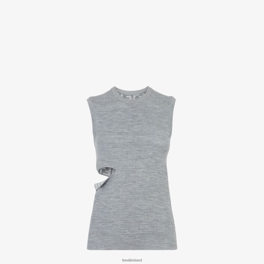 Fendi Women Wool Top R06TFR1100 Apparel Gray