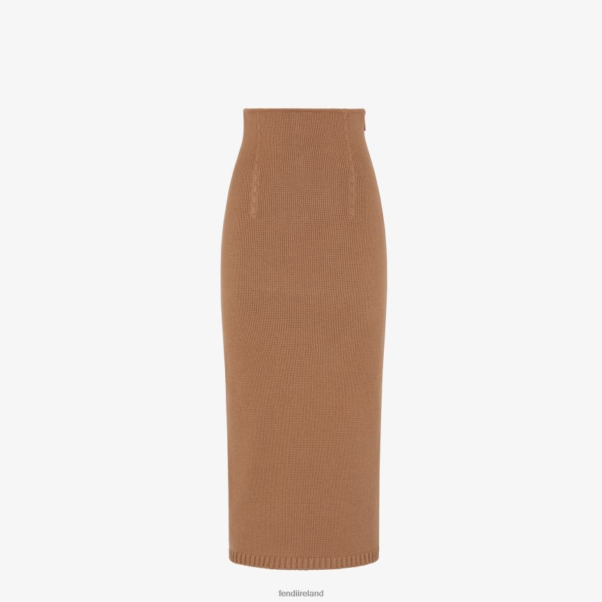 Fendi Women Cashmere Skirt R06TFR1107 Apparel Brown