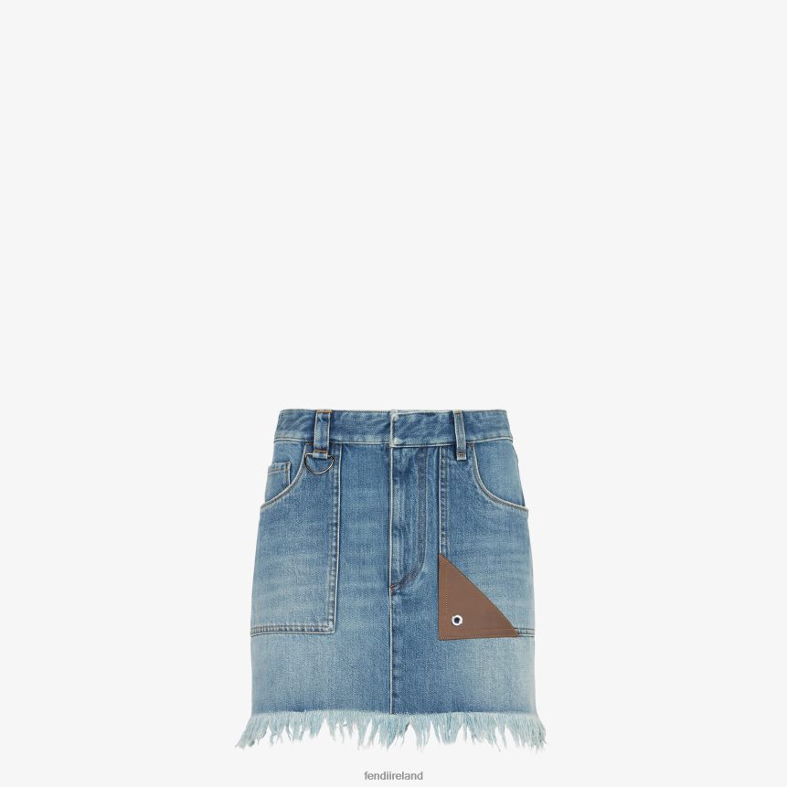 Fendi Women Denim Skirt R06TFR1093 Apparel Blue