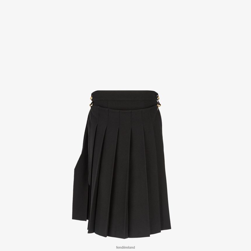 Fendi Women Grain De Poudre Wool Skirt R06TFR1002 Apparel Black