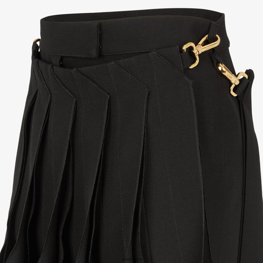 Fendi Women Grain De Poudre Wool Skirt R06TFR1002 Apparel Black