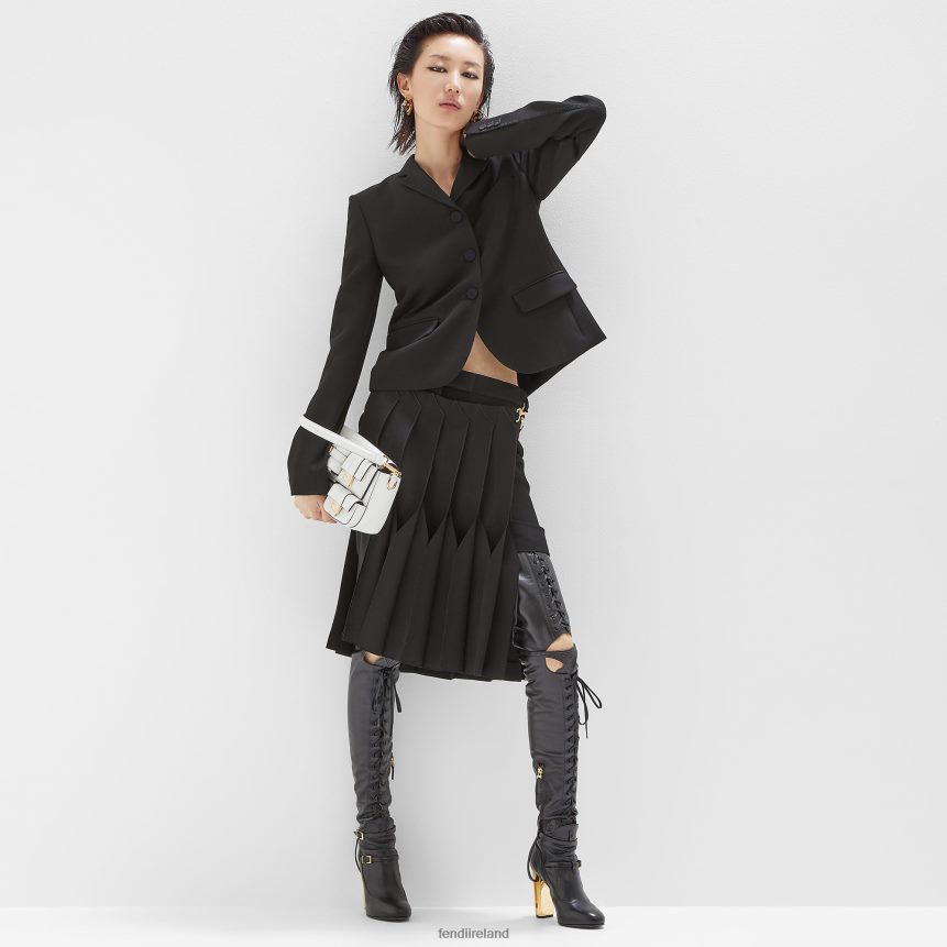 Fendi Women Grain De Poudre Wool Skirt R06TFR1002 Apparel Black