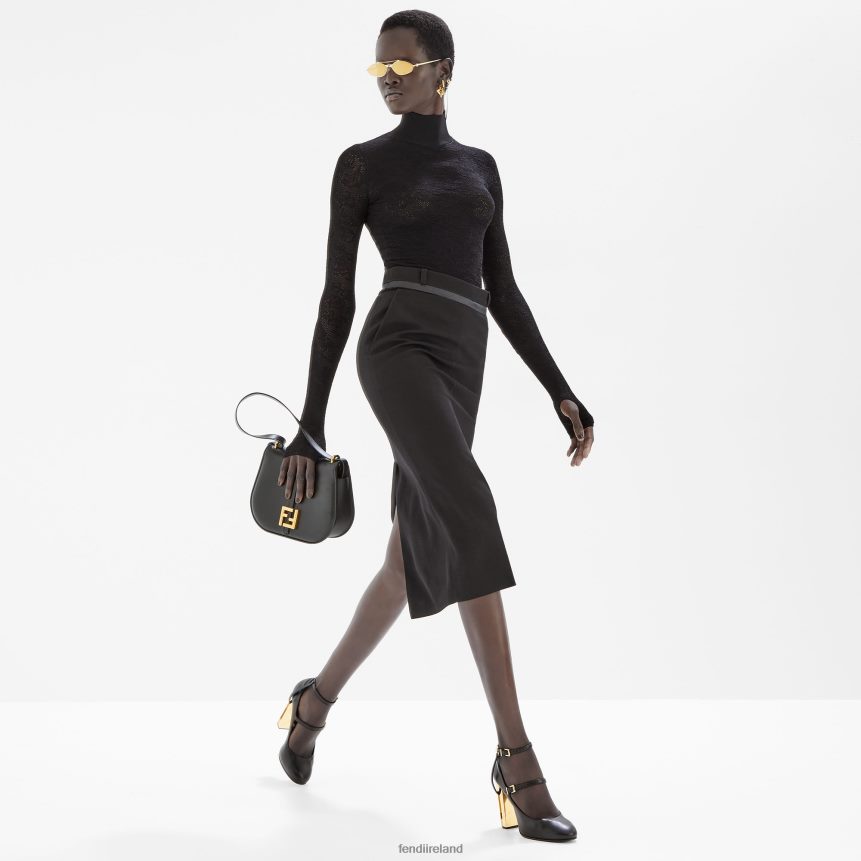 Fendi Women Grain De Poudre Wool Skirt R06TFR1010 Apparel Black