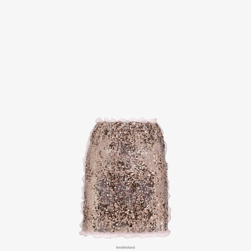 Fendi Women Miniskirt With Lilac Sequin Embroidery R06TFR1193 Apparel Purple