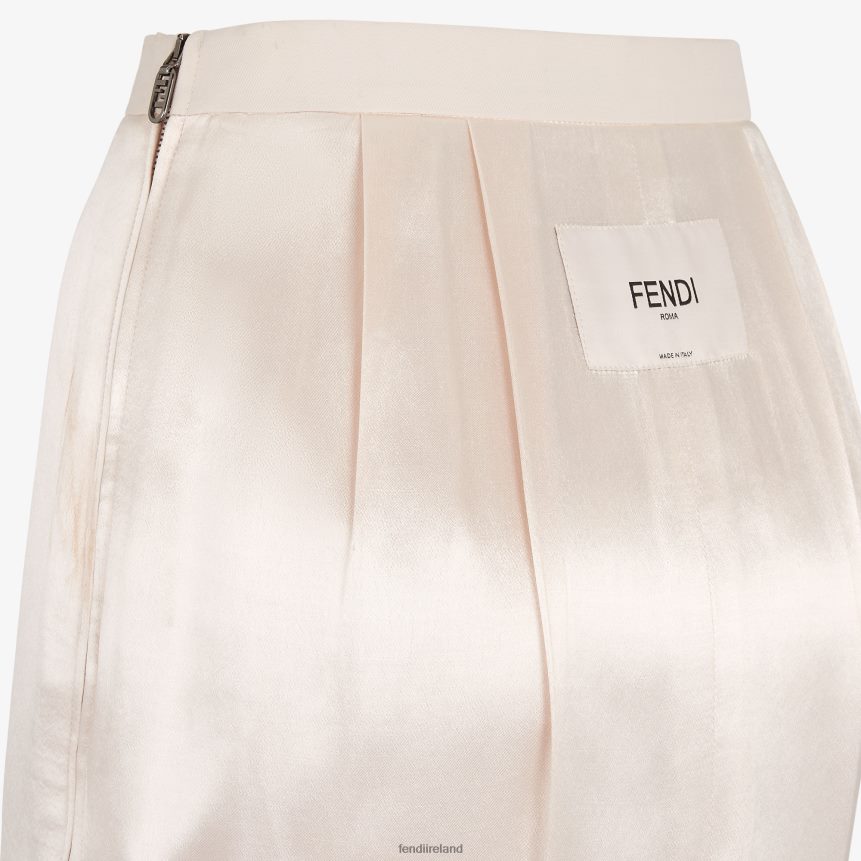Fendi Women Satin And Wool Gabardine Skirt R06TFR1123 Apparel Beige