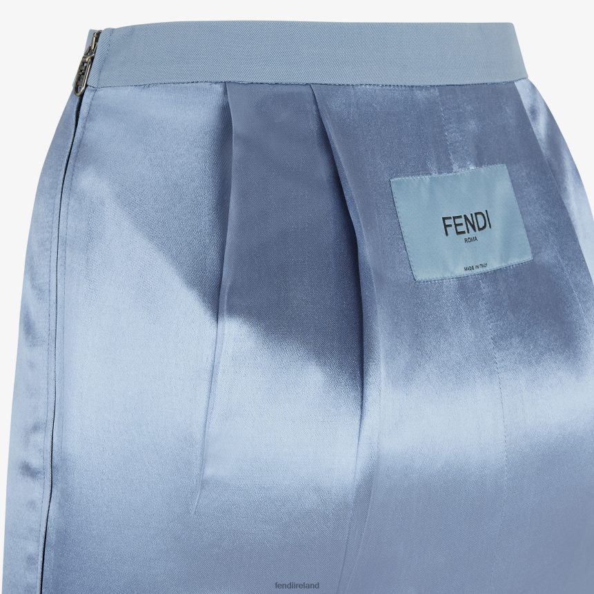 Fendi Women Satin And Wool Gabardine Skirt R06TFR1126 Apparel Blue