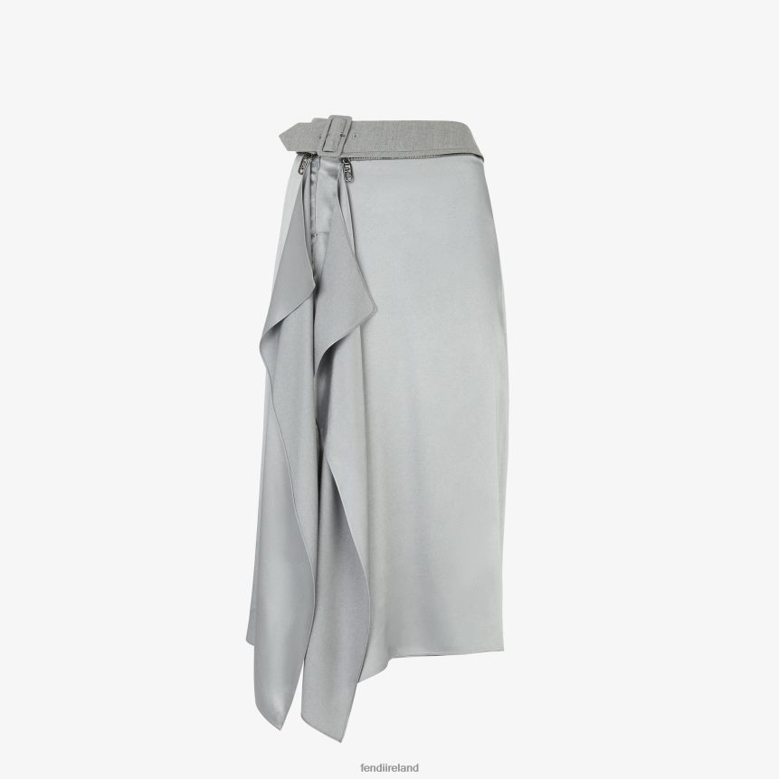 Fendi Women Satin Skirt R06TFR1143 Apparel Gray