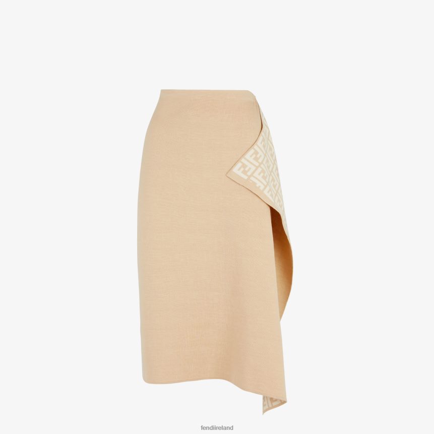 Fendi Women Wool Skirt R06TFR1081 Apparel Beige