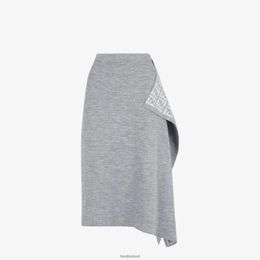 Fendi Women Wool Skirt R06TFR1101 Apparel Gray
