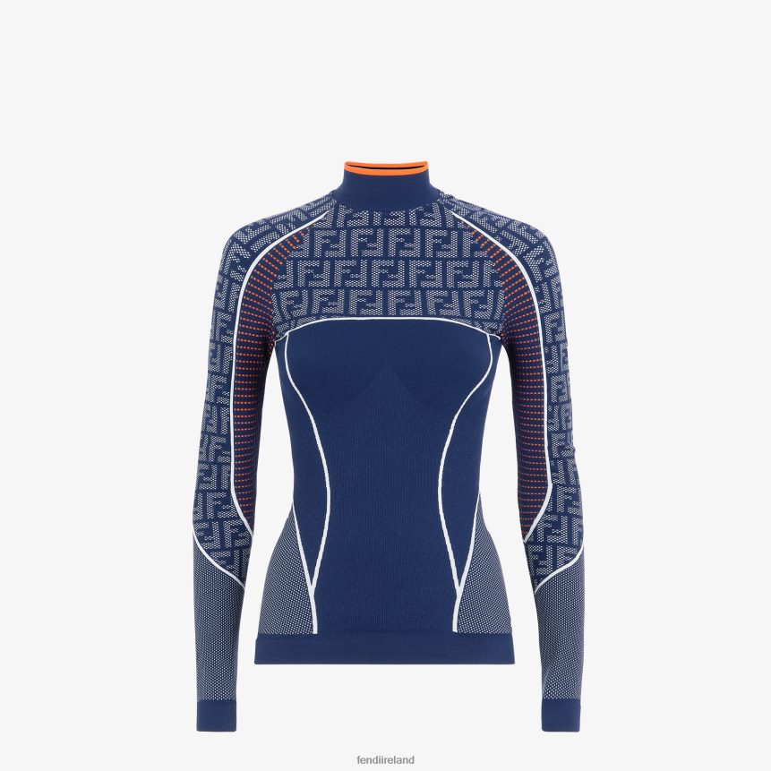 Fendi Women FF Tech Fabric Sweater R06TFR1165 Apparel Blue