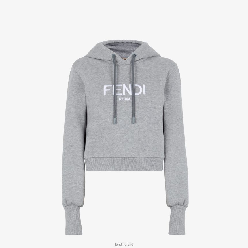 Fendi Women Melange Jersey Sweatshirt R06TFR1186 Apparel Gray