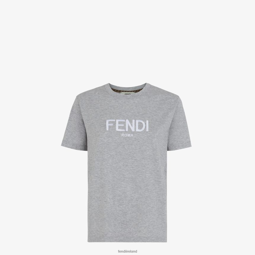 Fendi Women Melange Cotton T-Shirt R06TFR1113 Apparel Gray