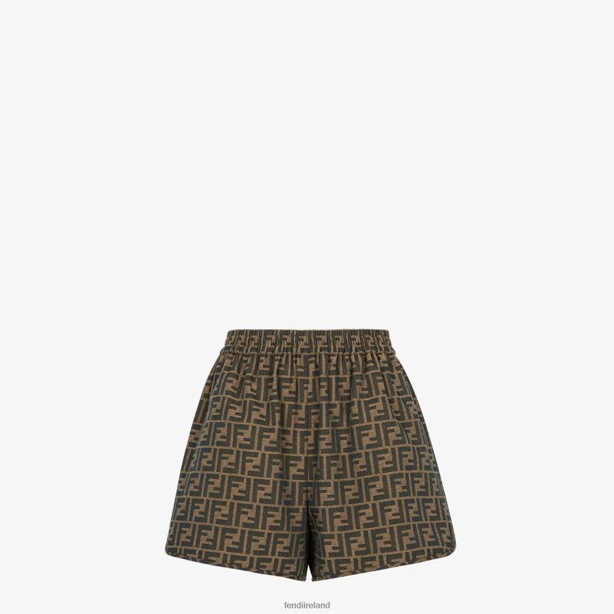 Fendi Women Canvas Shorts R06TFR978 Apparel Brown