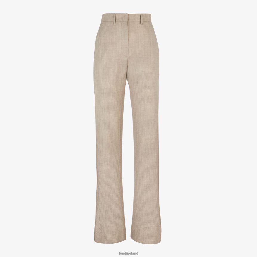 Fendi Women Flannel Pants R06TFR952 Apparel Beige