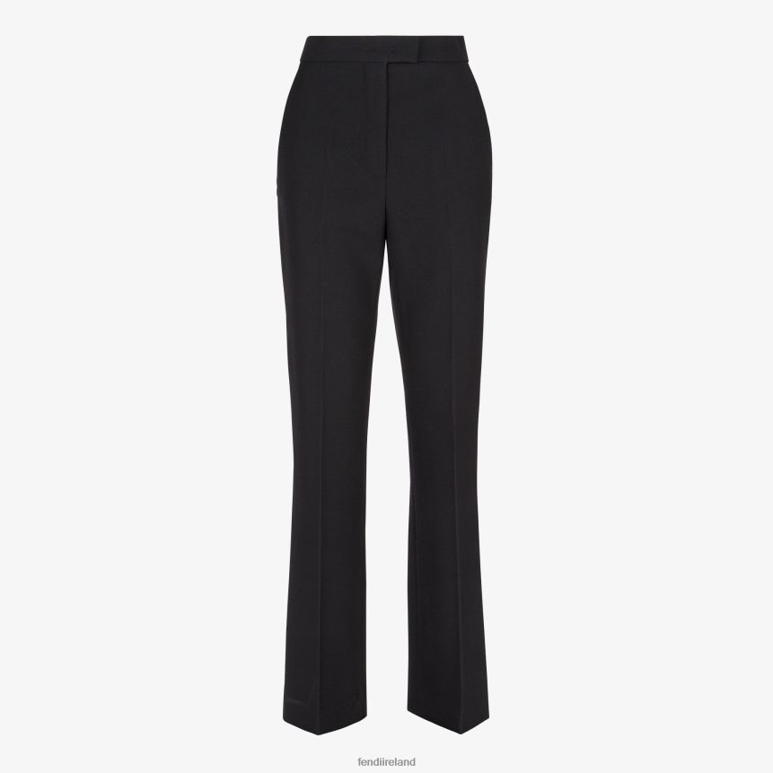 Fendi Women Grain De Poudre Wool Pants R06TFR1008 Apparel Black