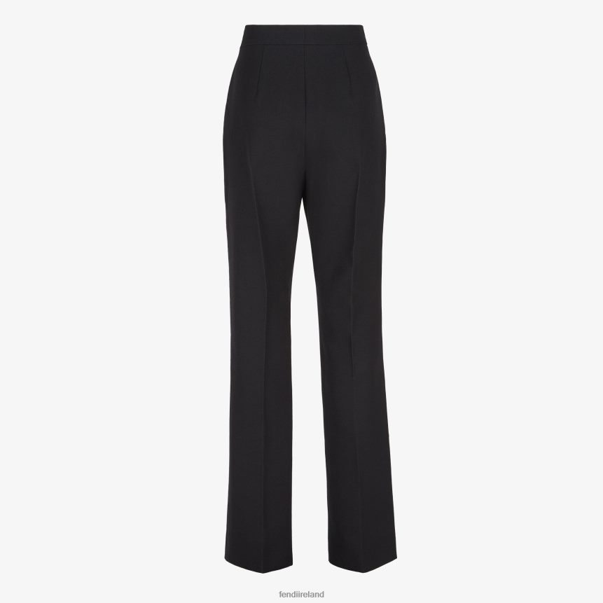 Fendi Women Grain De Poudre Wool Pants R06TFR1008 Apparel Black