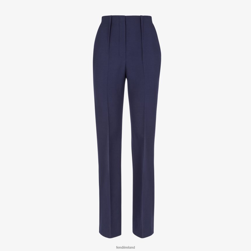 Fendi Women Grain De Poudre Wool Pants R06TFR1204 Apparel Blue