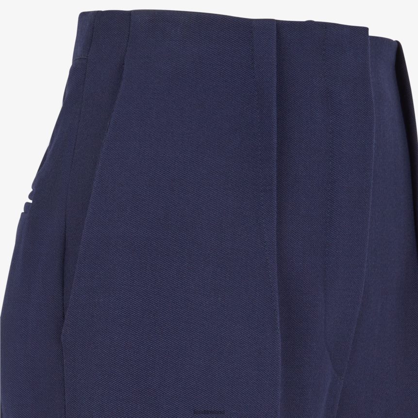 Fendi Women Grain De Poudre Wool Pants R06TFR1204 Apparel Blue