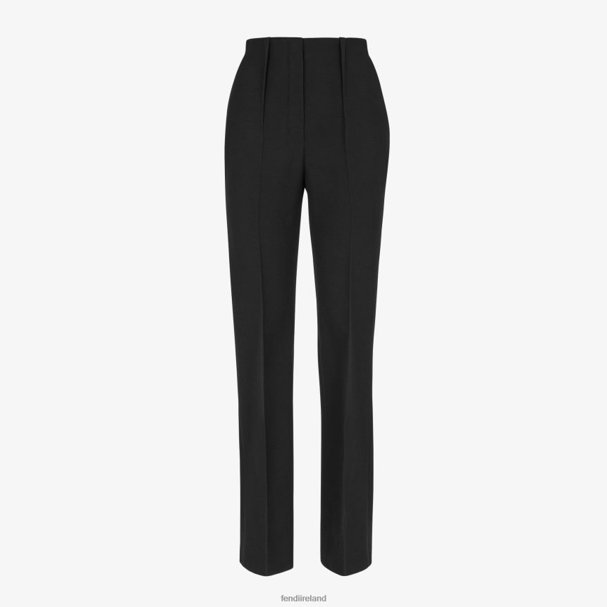 Fendi Women Grain De Poudre Wool Pants R06TFR1211 Apparel Black