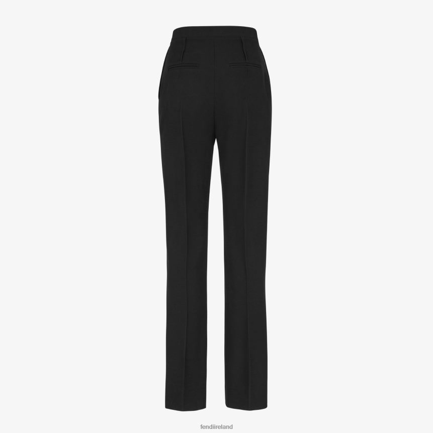 Fendi Women Grain De Poudre Wool Pants R06TFR1211 Apparel Black