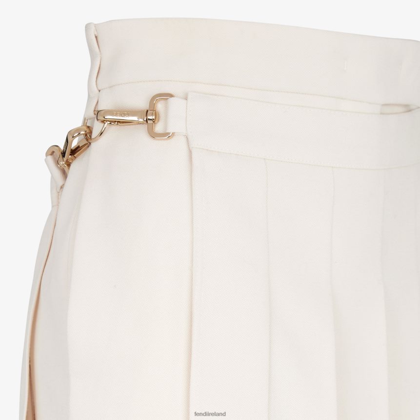 Fendi Women Grain De Poudre Wool Pants R06TFR948 Apparel White