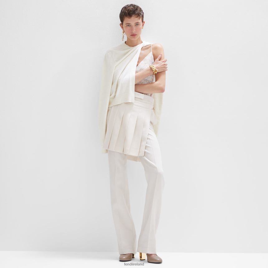 Fendi Women Grain De Poudre Wool Pants R06TFR948 Apparel White