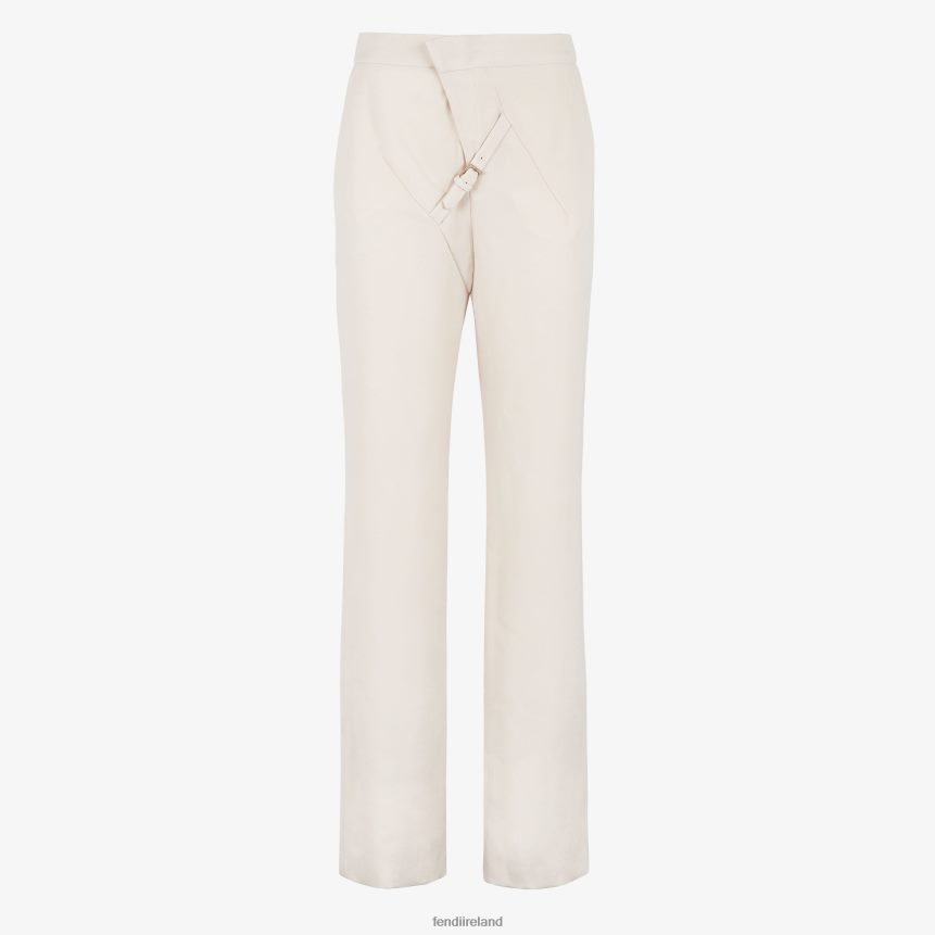 Fendi Women Grain De Poudre Wool Pants R06TFR988 Apparel White