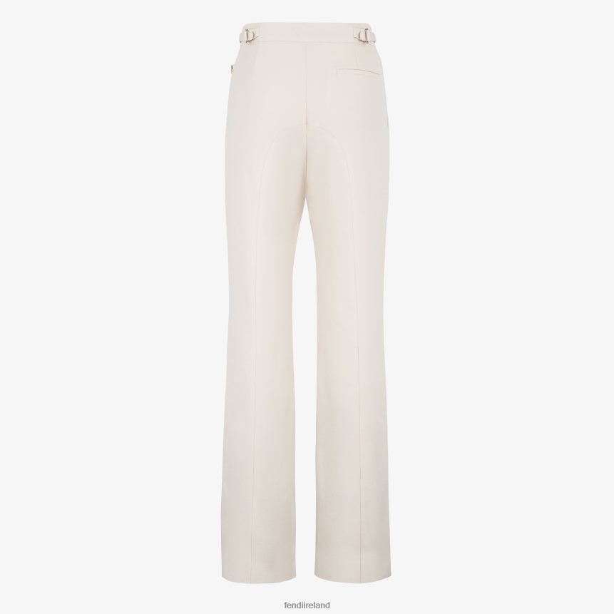 Fendi Women Grain De Poudre Wool Pants R06TFR988 Apparel White