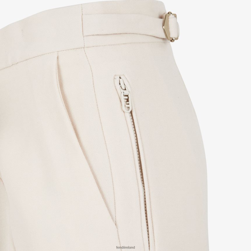 Fendi Women Grain De Poudre Wool Pants R06TFR988 Apparel White