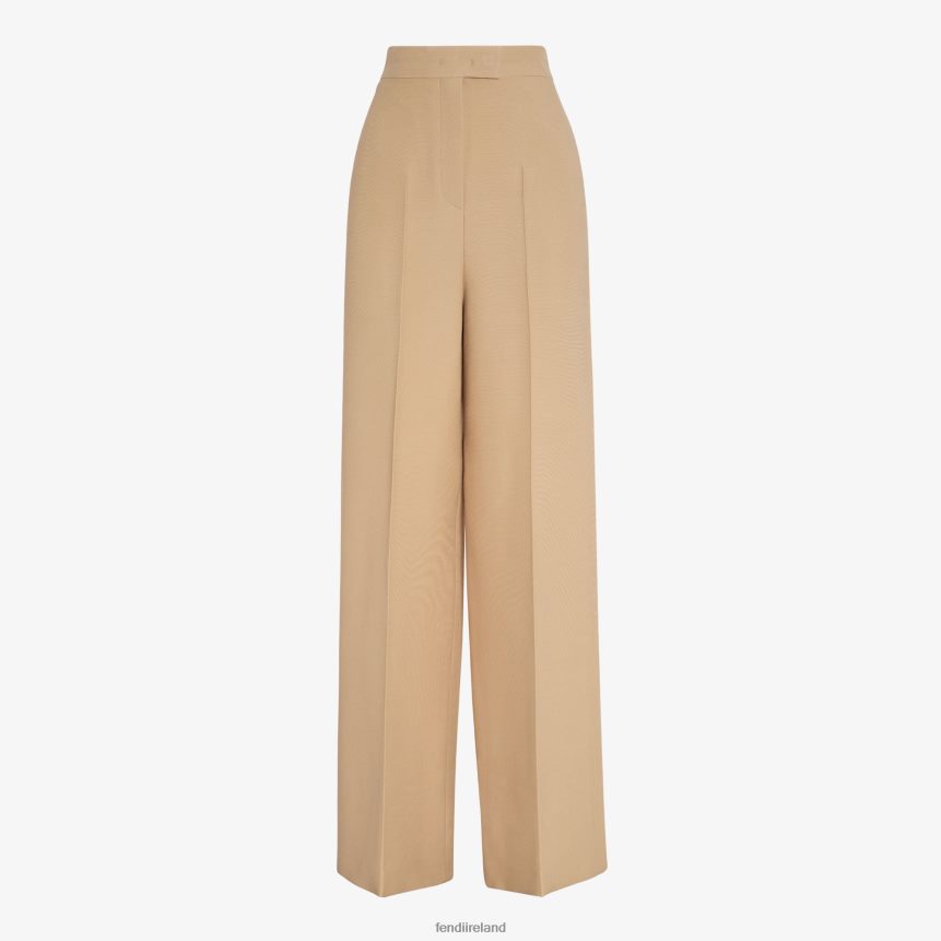 Fendi Women Silk And Wool Pants R06TFR1252 Apparel Beige