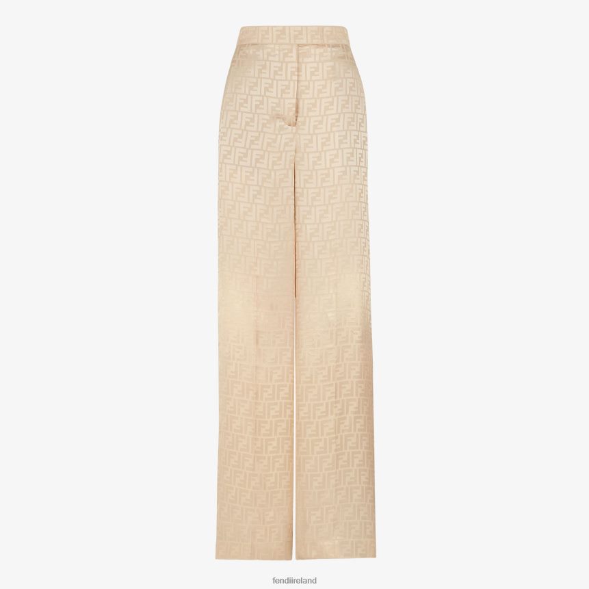 Fendi Women Silk Pants R06TFR969 Apparel Beige