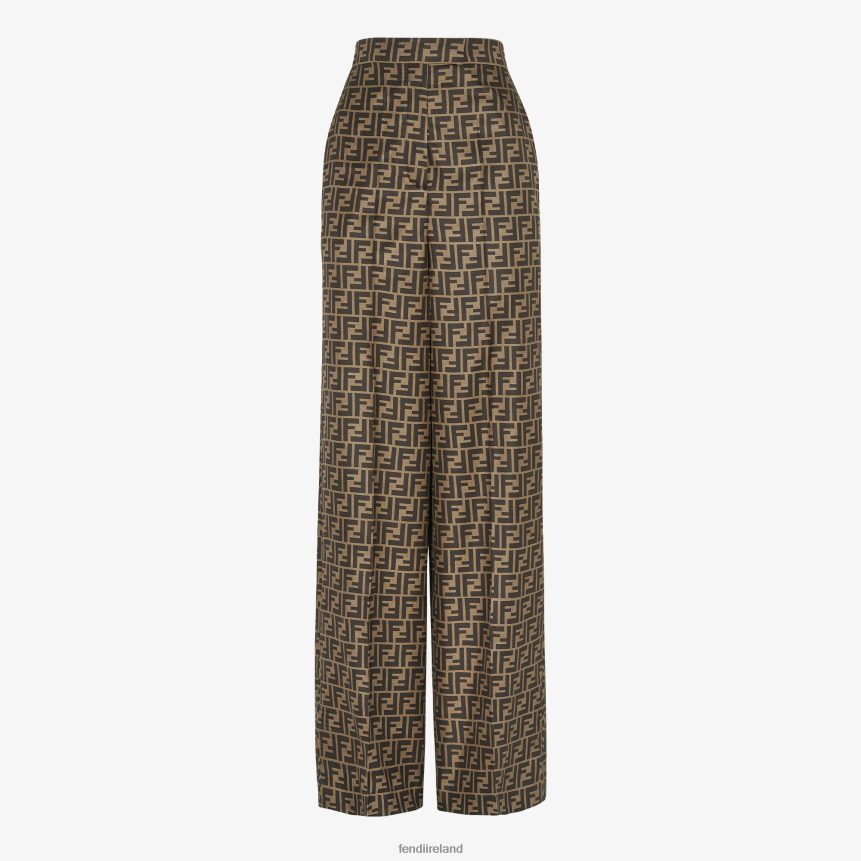 Fendi Women Silk Pants R06TFR972 Apparel Brown