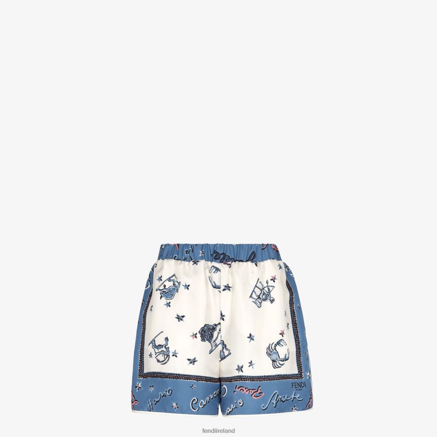 Fendi Women Silk Shorts R06TFR984 Apparel Blue